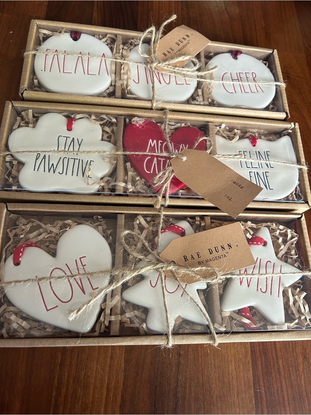 Rae Dunn set of 9 Christmas ornaments